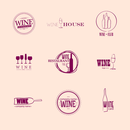 Vector set of wine icon. Wine restaurant or company icon collection.のイラスト素材