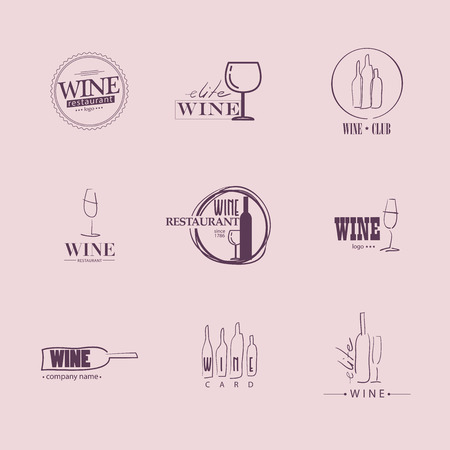 Vector set of wine icon. Wine restaurant or company icon collection.のイラスト素材
