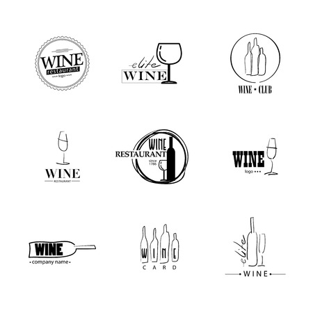 Vector set of wine icon. Wine restaurant or company icon collection.のイラスト素材