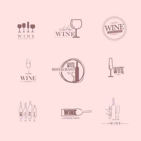Vector set of wine logo. Wine restaurant or company logo collection.のイラスト素材