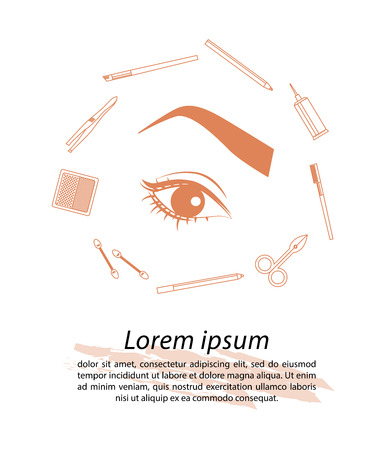 Vector flat beauty industry icons design. Cosmetics label or brand insignia signs template.の写真素材