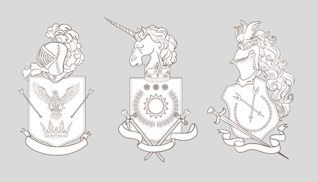 Vector heraldry emblem collection. Coat of arms template.の写真素材