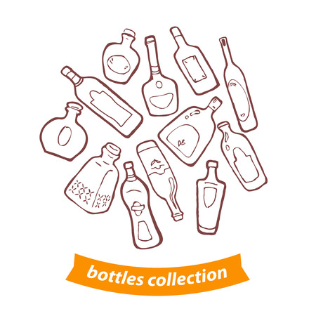 Vector collection of different shaped bottles.の写真素材