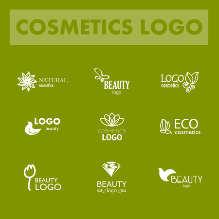 Set of beauty industry and fashion logo. Identity for beauty companies, ecological cosmetics business, natural beauty centers or spa salons. Also may be used for wellness centers or yoga and medicine companies and clinics.の写真素材