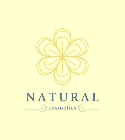 Vector cosmetics logo identity template. Natural and eco product label. Organic cosmetics and health care insignia.の写真素材