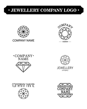 Vector diamond logo set. Jewellery logo collection. Rhinestone company.の写真素材
