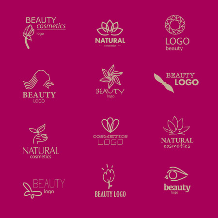 Set of beauty industry and fashion logo. Identity for beauty companies, ecological cosmetics business, natural beauty centers or spa salons. Also may be used for wellness centers or yoga and medicine companies and clinics.の写真素材