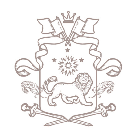 Vector heraldic royal crests coat of arms. Heraldry template on white background.の写真素材