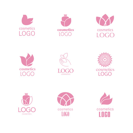 Set of beauty industry and fashion logo. Identity for beauty companies, ecological cosmetics business, natural beauty centers or spa salons. Also may be used for wellness centers or yoga and medicine companies and clinics.の写真素材