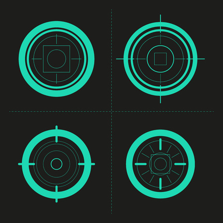 Vector collection of target flat icons. Crosshairs group. Aims isolated.の写真素材