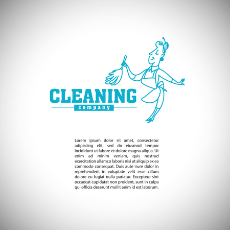 Vector logo template for cleaning company or service with text place. Hand drawn woman silhouette. Washing insignia.の写真素材