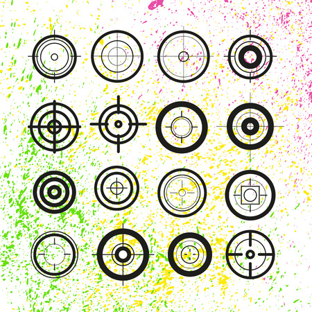 Vector collection of target flat icons. Crosshairs group. Aims isolated.の写真素材