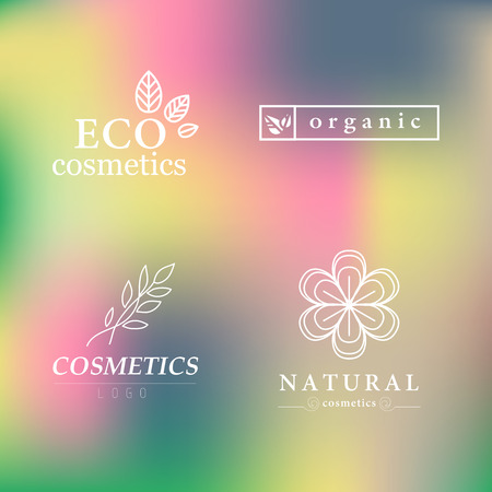 Vector collection of cosmetics logo identity templates. Natural and eco product label. Organic cosmetics and health care insignia.の写真素材