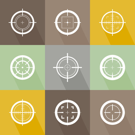 Collection of vector targets. Different crosshair icons. Aims templates. Shooting marks design.のイラスト素材