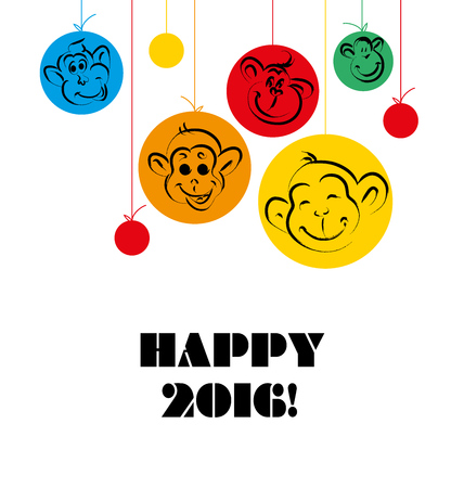 Vector  hand drawn new year illustration with congratulations. Christmas postcard design. Editable graphic design template. Celebration and holiday.のイラスト素材