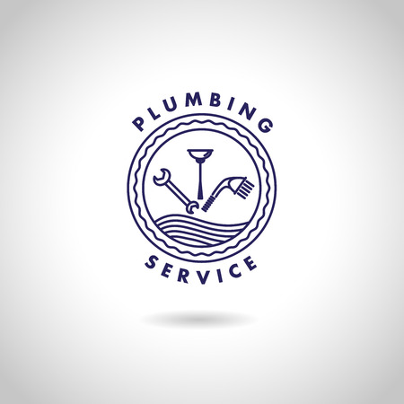 Vector flat logo design for plumbing service company. Sanitary icon.のイラスト素材