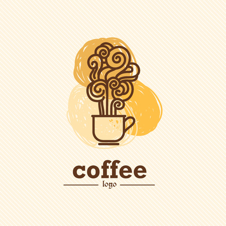 Vector flat coffee logo sample. Beautiful coffee brand template. Good for coffee and tea store, shop, also cafe and restaurant.のイラスト素材