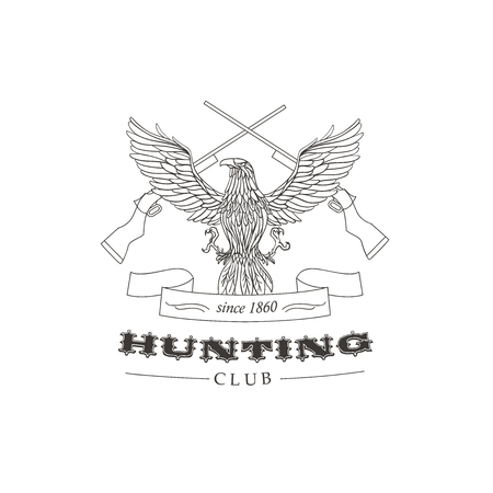 Vector flat logo for hunting club. Shot club insignia.のイラスト素材