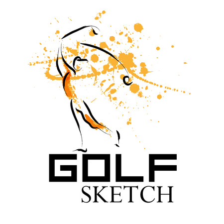 Vector hand drawn golf athlete. Sportsman sketche. Ink drawing. Good for advertising, print design, magazine illustration.のイラスト素材