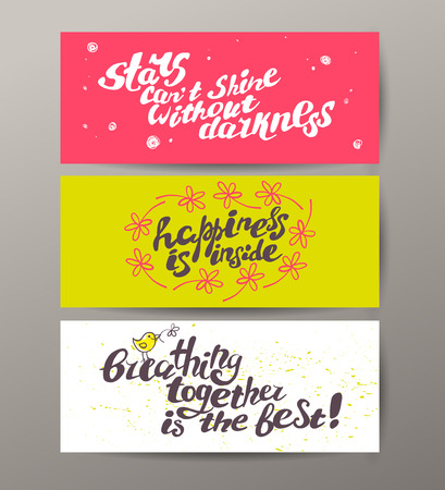 Vector postcard design template with lettering. St. Valentine's day congratulations. Hand drawn invitation, card, flyer, leaflet sample. Cute and warm regards.のイラスト素材