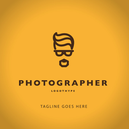 Vector template of flat modern photo logo. Digital photo logothype design. Simple and minimalistic photo icon. Good for photo studio, shop and store insignia.のイラスト素材
