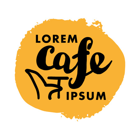 Hand written font lettering. Cute hand drawn logo template. Good for cafe, catering, restaurant insignia, print, menu cover, any advertising, leaflet, flyer, card design.のイラスト素材