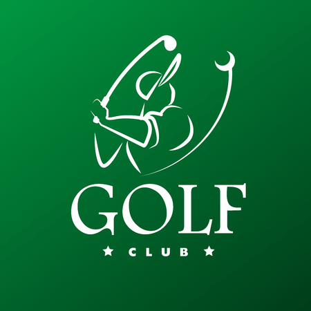 Vector flat golf logo design. Golf player icon, sport logo, golf club insignia, print desig, any advertising sample.のイラスト素材