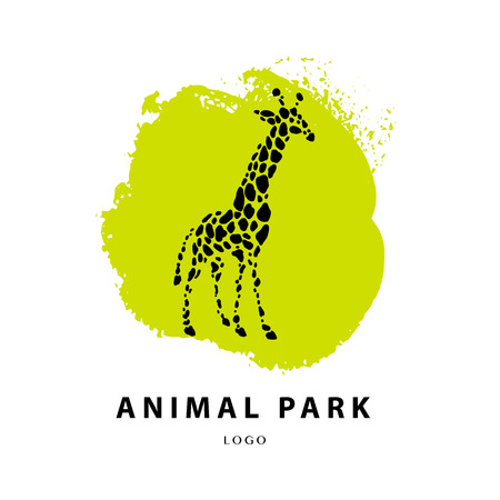Vector giraffe logo illustration. Wild animal logo. Giraffe icon good for park, shelter, reserve, pet shop, touristic, safari travelling company, cosmetic brand, kid toys store.の写真素材