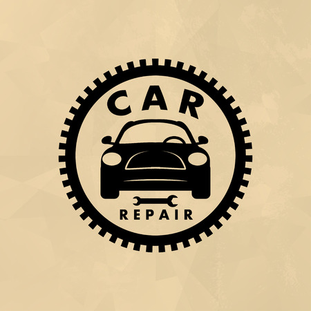 Vector flat simple minimalistic car. Auto icon isolated on white background. Repair service  garage, auto tuning studio insignia. Auto design. Auto illustration.のイラスト素材