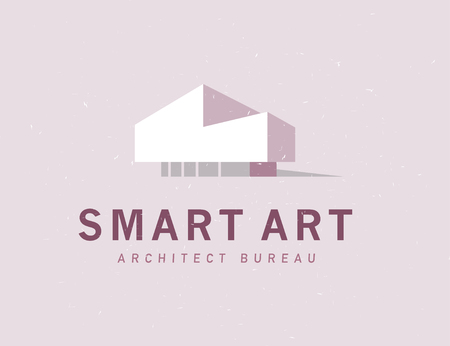 Vector flat architect bureau logo design isolated on light background. Modern house simple icon illustration. Smart home design, real estate projects. Construction company brand mark.のイラスト素材