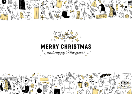 Vector Christmas and New year congratulation design. Scandinavian style illustration.のイラスト素材