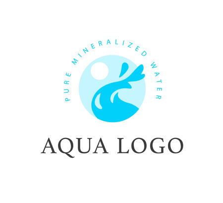 Vector flat pure water logotype isolated on white background. Water waves emblem isolated. Aqua logo design. Natural clean eco water symbol, sign. のイラスト素材