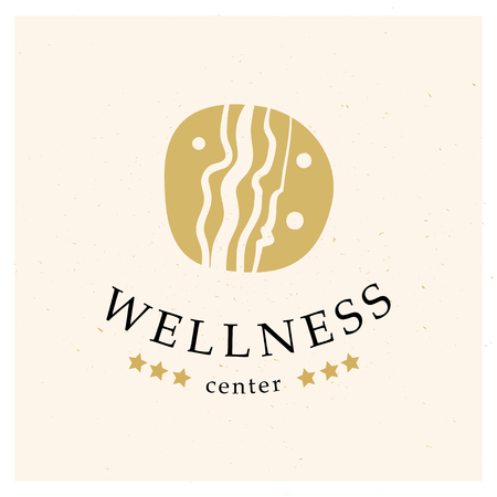 Vector wellness center logo with abstract stylized stone isolated on textured background.のイラスト素材