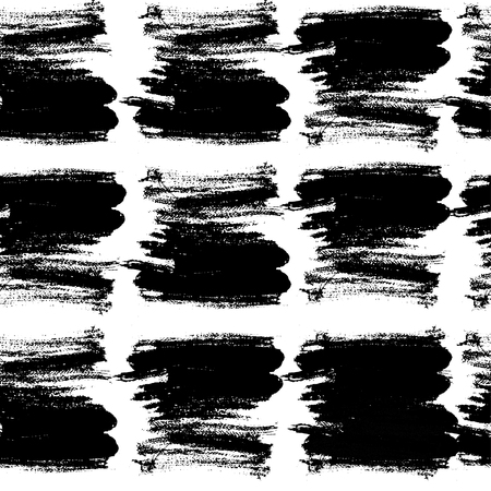 Vector hand drawn black and white seamless pattern in grunge style. Brush stroke, geometric shapes ornament illustration.のイラスト素材