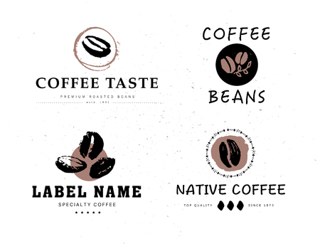 Vector collection of hand drawn coffee  design elements isolated on textured background.のイラスト素材