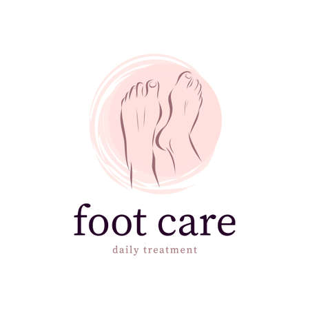 Foot care design with pair of bare human feet arranged together isolated on white background. Foot icon. Vector hand drawn sketch illustration.のイラスト素材