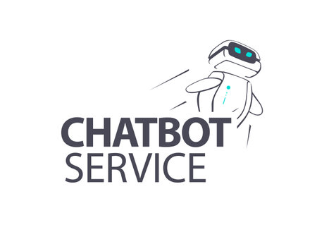 Chat bot service logo design and virtual support and communication concept. Vector flat illustration.のイラスト素材