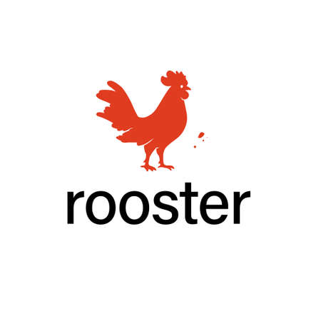 Rooster animal silhouette isolated on white background. Vector flat illustration. For banners, cards, advertising, congratulations.のイラスト素材