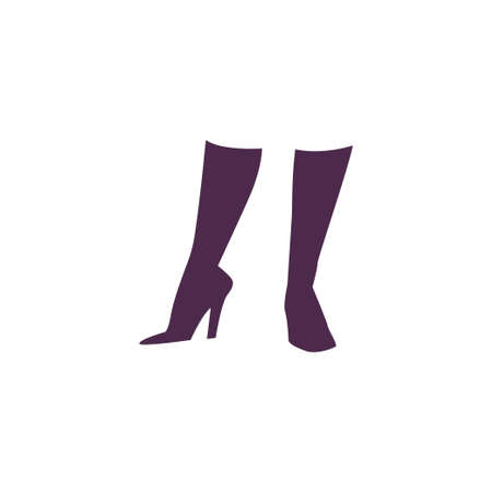 Beautiful hand drawn woman foot on high heels boots silhouette isolated.のイラスト素材