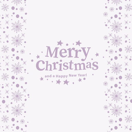 Merry Christmas and Happy New year congratulation with snowflakes ornament isolated. Vector flat illustration. For cards, banners, prints, packaging, invitations.のイラスト素材