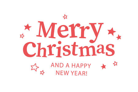 Merry Christmas and a Happy New year congratulation design isolated. Vector flat illustration. For cards, banners, prints, packaging, invitations, tags.のイラスト素材