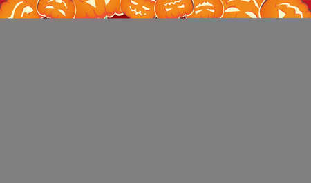 Happy Halloween poster, card, banner design template. Pumpkins, text congratulation, bats flying. Vector flat cartoon illustration for placard, party invitation, packaging, web.のイラスト素材