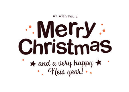 Merry Christmas and Happy New year congratulation design isolated. Vector flat illustration. For cards, banners, prints, packaging, invitations, tags.のイラスト素材