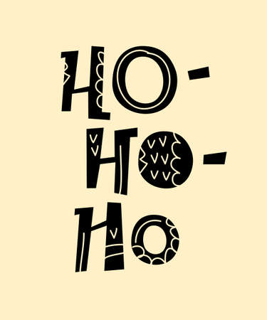 Ho-ho-ho writing isolated. Lettering hand drawn text. Vector illustration. For holiday cards, party flayers, banners, tags etc.のイラスト素材
