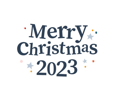 Merry Christmas 2023 text congratulations. Vector flat Christmas illustration. For banner, card, package.のイラスト素材