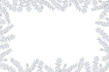 Christmas stylish decor for cards, banners, invitations. Overlay horizontal frame. Vector flat outline illustration. line art.のイラスト素材