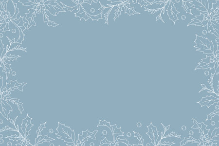 Christmas stylish decor for cards, banners, invitations. Overlay horizontal frame. Vector flat outline illustration. line art.のイラスト素材
