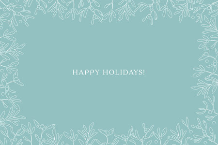 Christmas stylish decor for cards, banners, invitations. Overlay horizontal frame. Vector flat outline illustration. line art.のイラスト素材