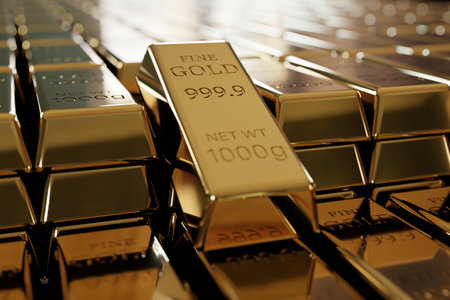 Stack of gold bars. 3D illustration. Gold bullion.