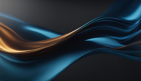 Abstract blue background with smooth lines. 3d rendering, 3d illustration.の素材